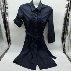Banana Republic Factory Women's Blue Cotton Blend Shirtwaist Belted Dress-Size 0